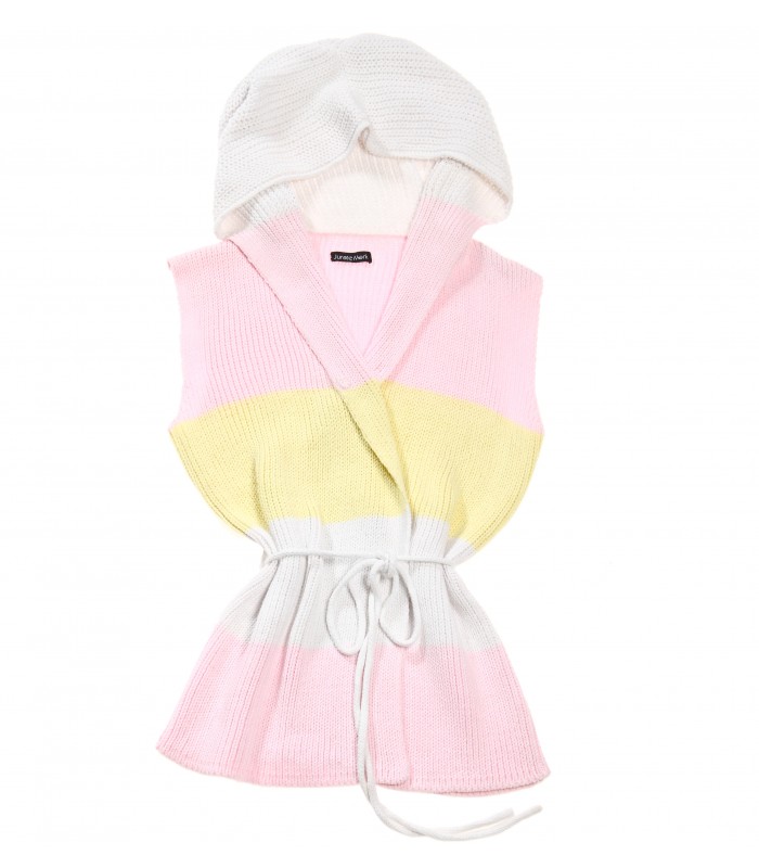 Vintage mood baby coloured hooded stripy Vest 